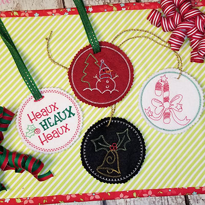 in the hoop embroidery bag tag set